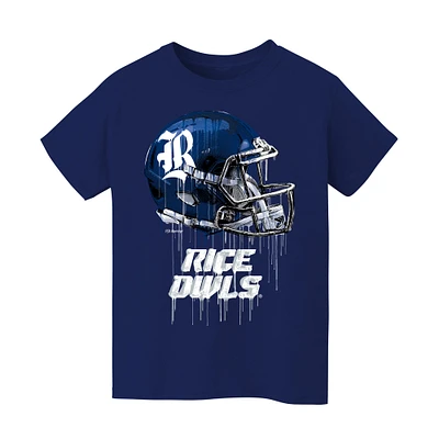 Youth Vive La Fete Navy Rice Owls Dripping Football Helmet T-Shirt