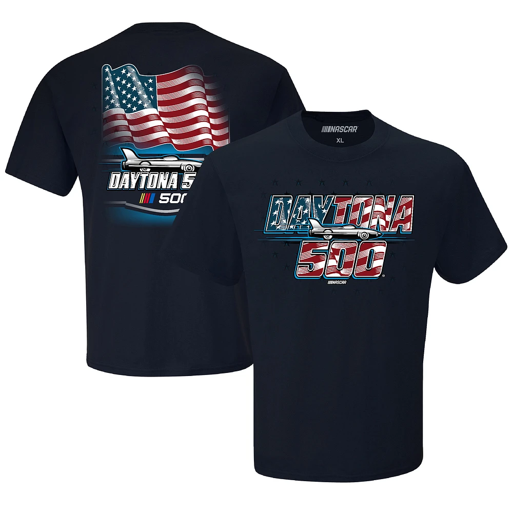 Men's Checkered Flag Sports Navy Daytona International Speedway 2025 500 American T-Shirt