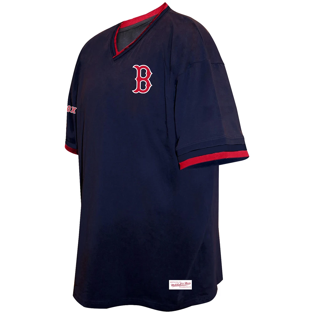 Men's Mitchell & Ness Navy Boston Red Sox Big & Tall V-Neck T-Shirt