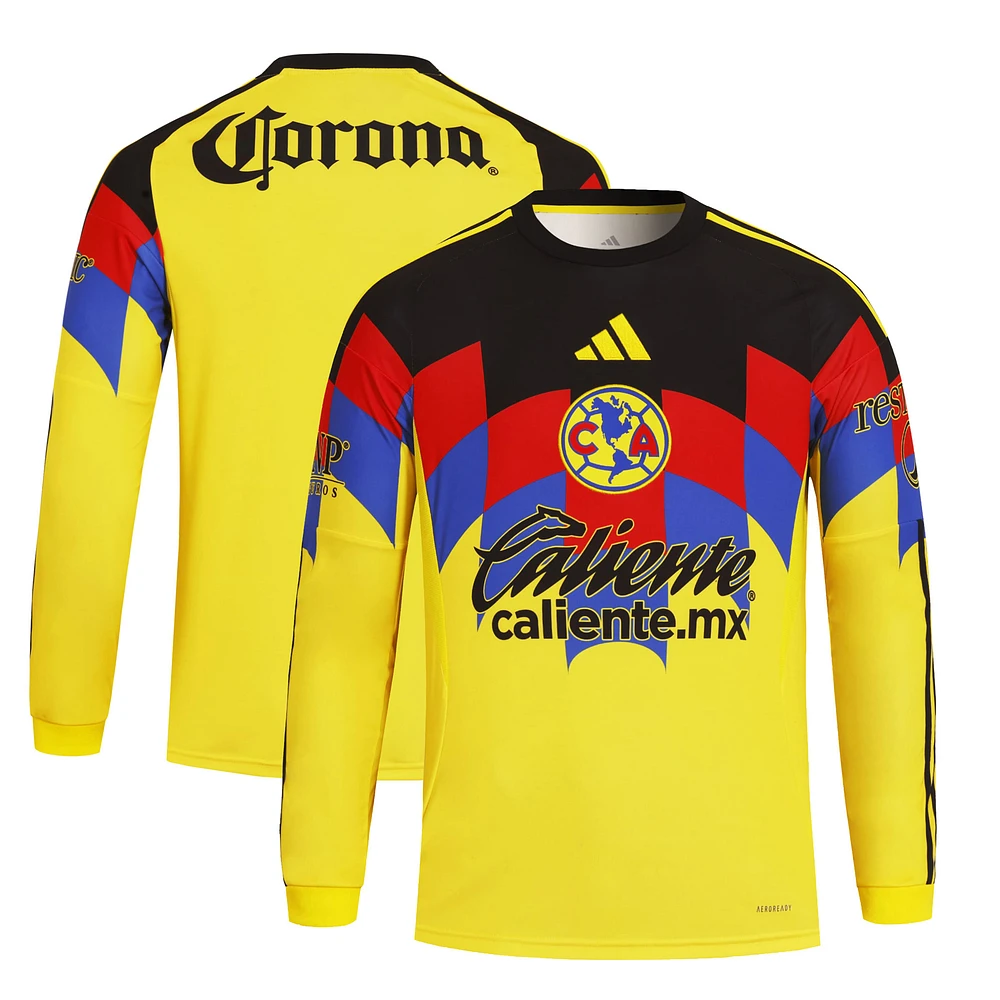 Men's adidas Yellow Club America 2025/26 Home Replica Long Sleeve Jersey