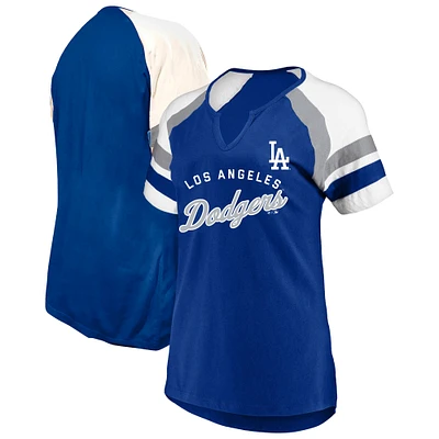 Women's Profile Royal Los Angeles Dodgers Arched Notch Neck T-Shirt