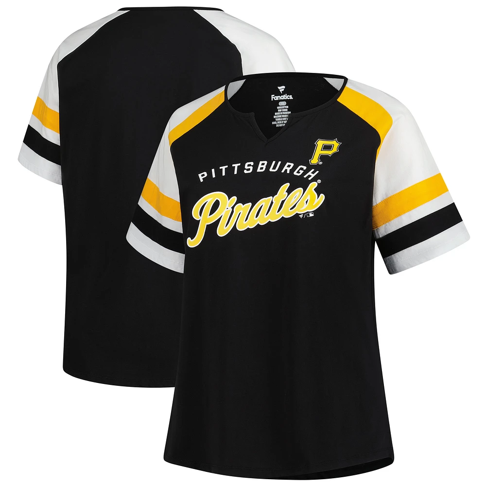 Women's Profile Black Pittsburgh Pirates Plus Sized Arched Notch Neck T-Shirt