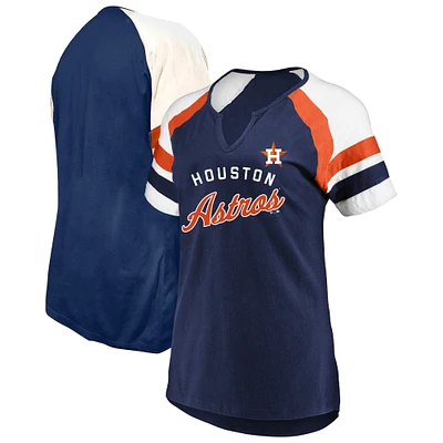 Women's Profile Navy Houston Astros Arched Notch Neck T-Shirt