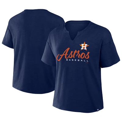 Women's Profile Navy Houston Astros Plus Wordmark Notch Neck T-Shirt