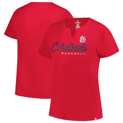 Women's Profile Red St. Louis Cardinals Wordmark Notch Neck T-Shirt