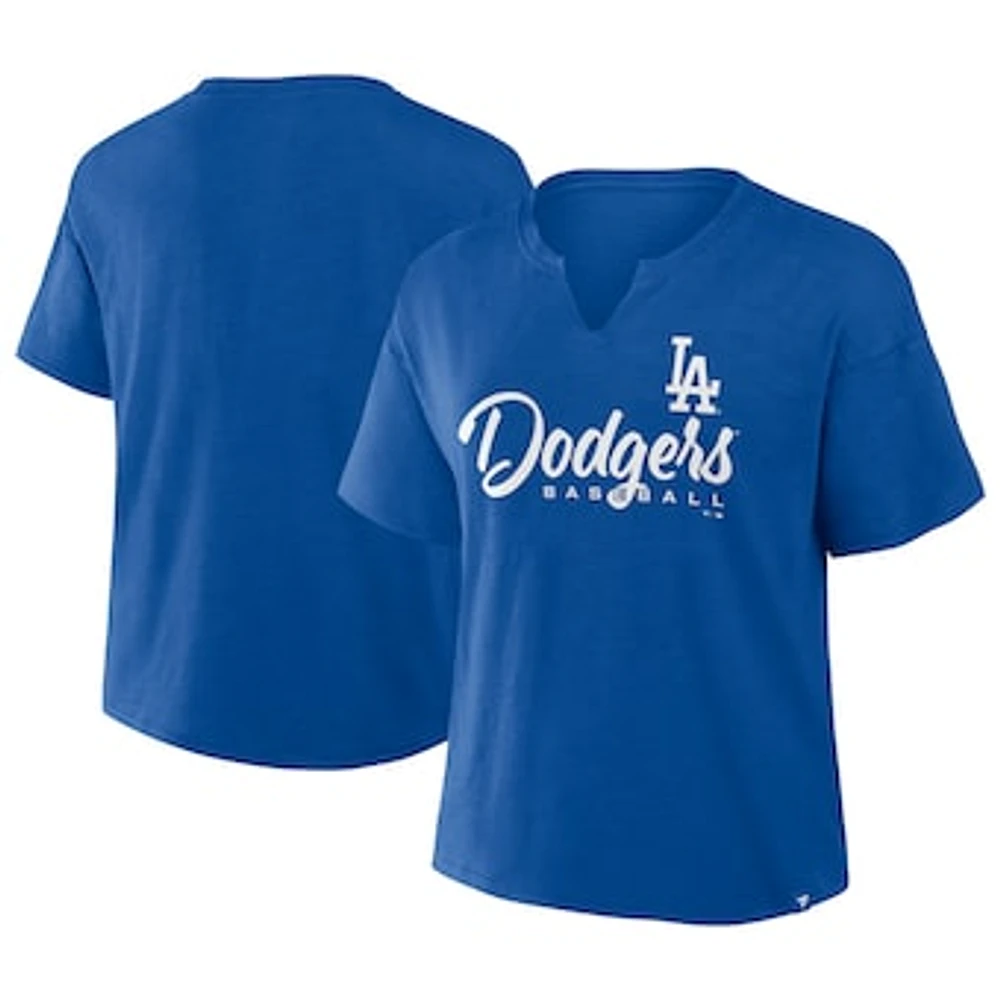 Women's Profile Royal Los Angeles Dodgers Plus Wordmark Notch Neck T-Shirt