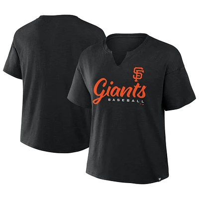 Women's Profile Black San Francisco Giants Plus Wordmark Notch Neck T-Shirt