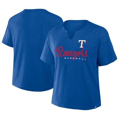 Women's Profile Royal Texas Rangers Plus Wordmark Notch Neck T-Shirt