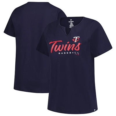 Women's Profile Navy Minnesota Twins Wordmark Notch Neck T-Shirt