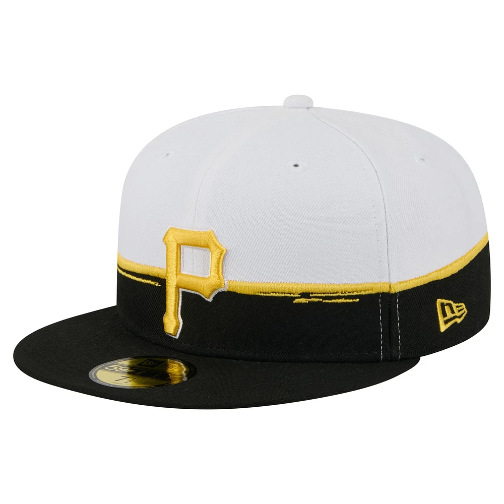 Men's New Era Black/White Pittsburgh Pirates Paint Stroke 59FIFTY Fitted Hat