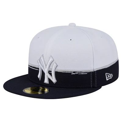 Men's New Era Navy/White New York Yankees Paint Stroke 59FIFTY Fitted Hat