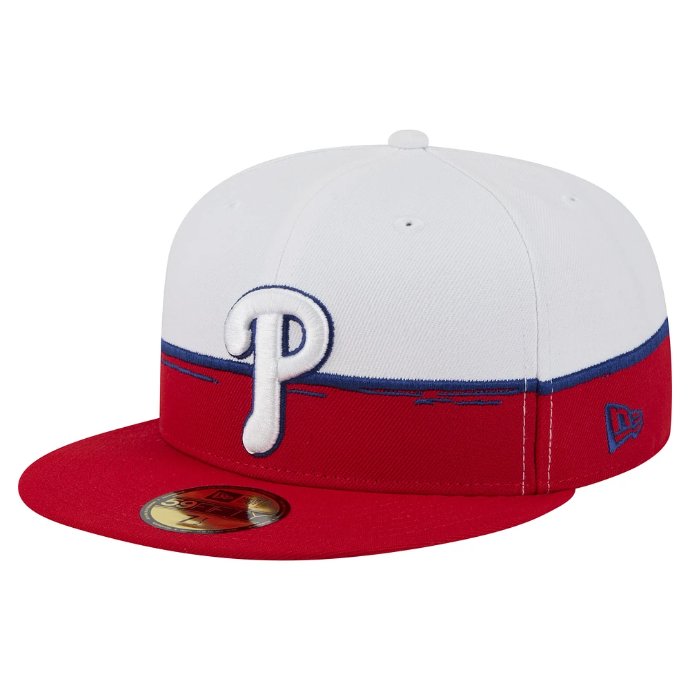 Men's New Era Red/White Philadelphia Phillies Paint Stroke 59FIFTY Fitted Hat