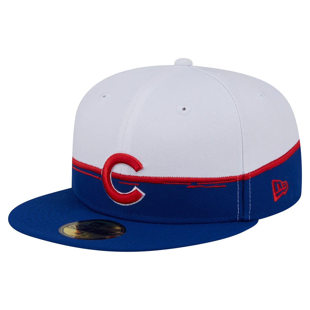 Men's New Era Royal/White Chicago Cubs Paint Stroke 59FIFTY Fitted Hat