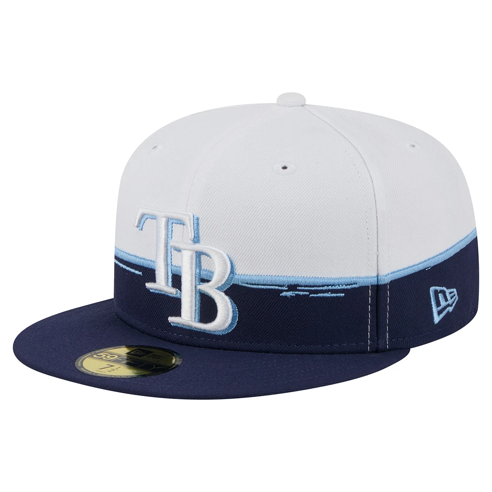 Men's New Era Navy/White Tampa Bay Rays Paint Stroke 59FIFTY Fitted Hat