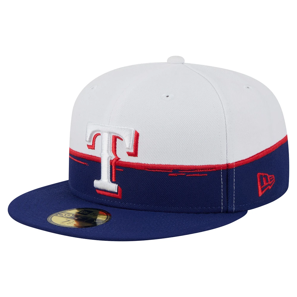 Men's New Era Royal/White Texas Rangers Paint Stroke 59FIFTY Fitted Hat
