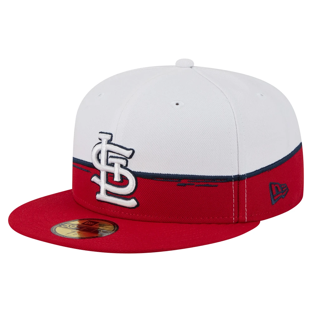Men's New Era Red/White St. Louis Cardinals Paint Stroke 59FIFTY Fitted Hat