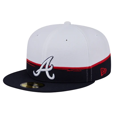 Men's New Era Navy/White Atlanta Braves Paint Stroke 59FIFTY Fitted Hat