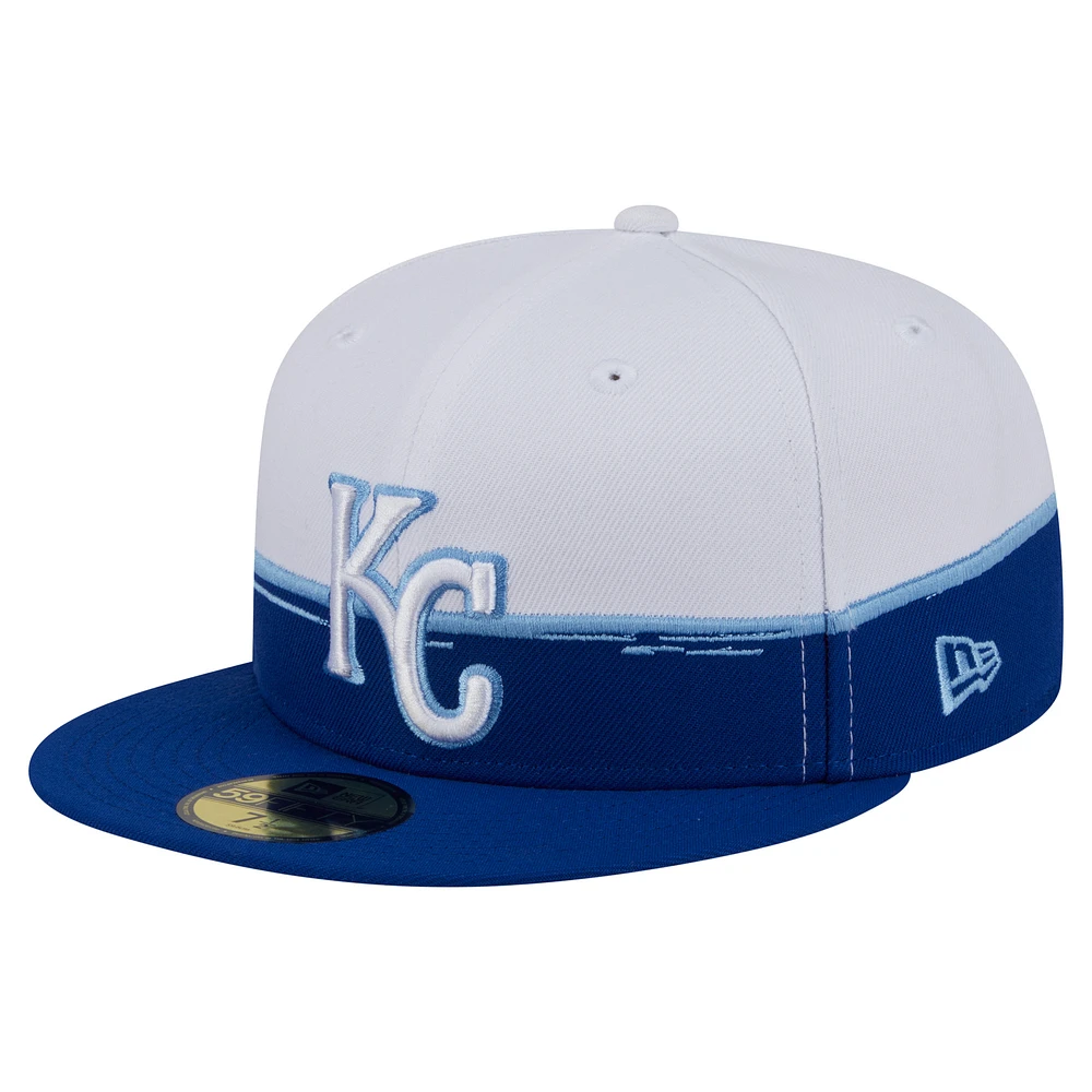 Men's New Era Royal/White Kansas City Royals Paint Stroke 59FIFTY Fitted Hat