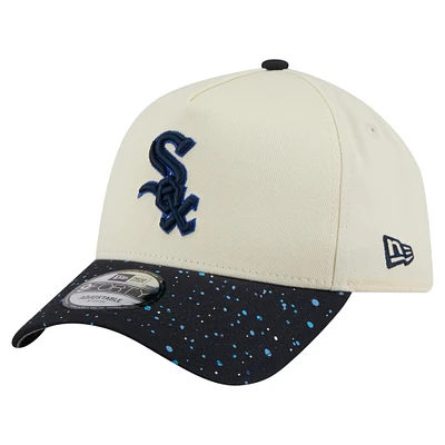 Men's New Era Cream Chicago White Sox Speckle A-Frame 9FORTY Adjustable Hat