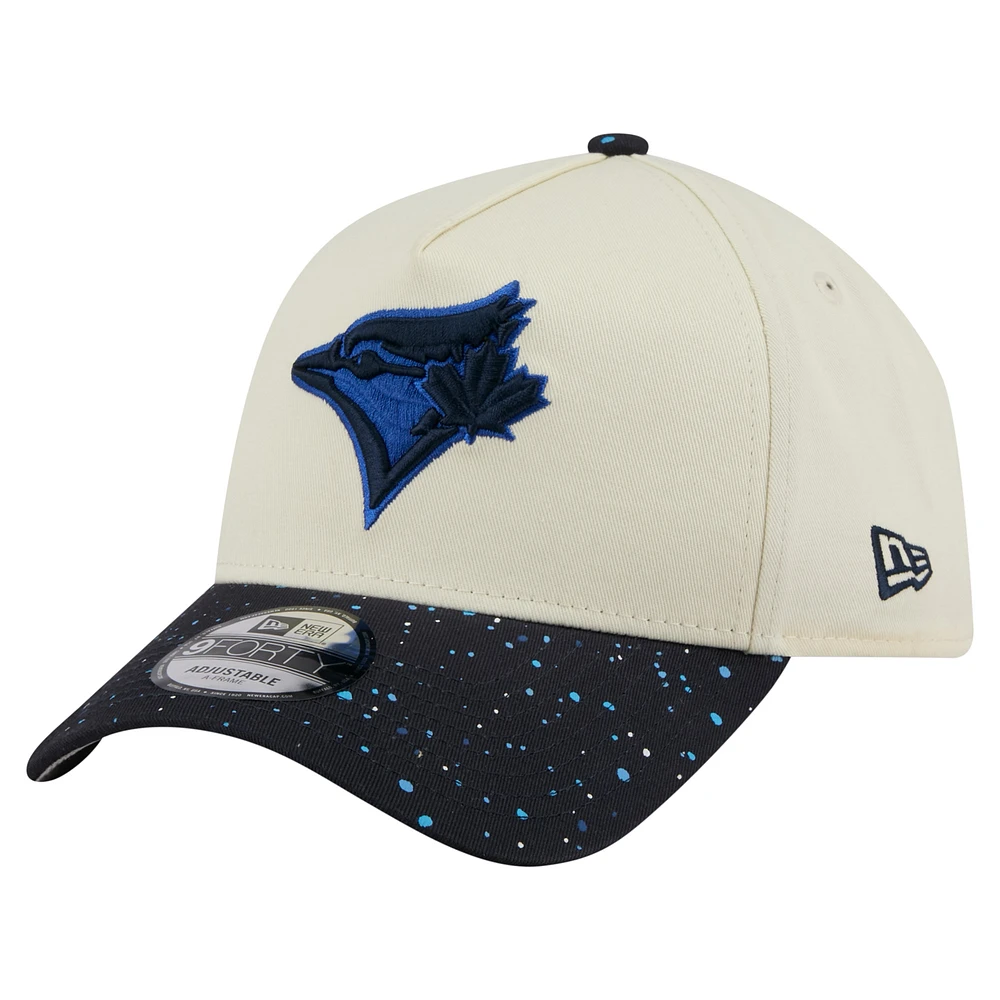 Men's New Era Cream Toronto Blue Jays Speckle A-Frame 9FORTY Adjustable Hat
