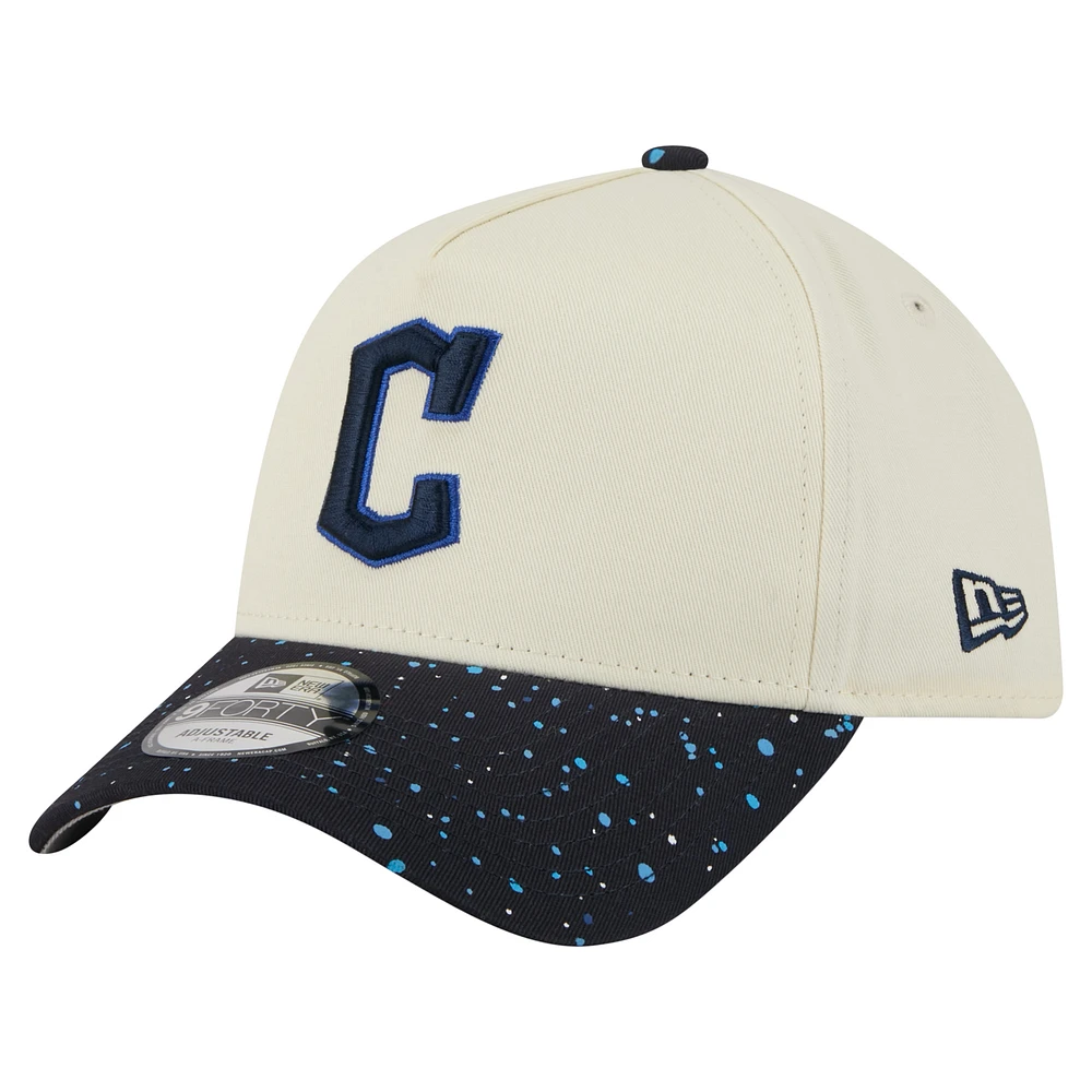 Men's New Era Cream Cleveland Guardians Speckle A-Frame 9FORTY Adjustable Hat