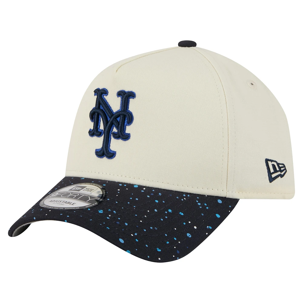 Men's New Era Cream New York Mets Speckle A-Frame 9FORTY Adjustable Hat