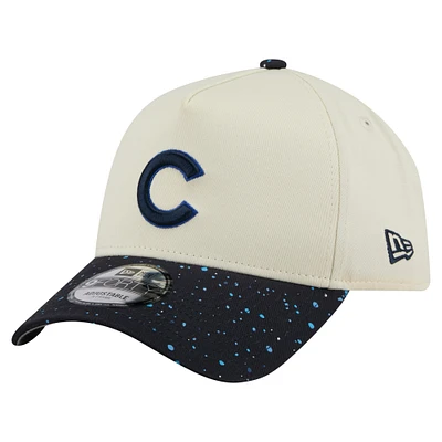 Men's New Era Cream Chicago Cubs Speckle A-Frame 9FORTY Adjustable Hat