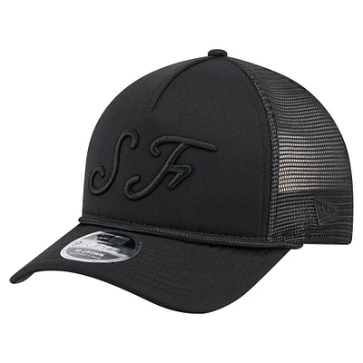 Men's New Era Black San Francisco Giants City Initial 9FORTY A-Frame M-Crown Adjustable Trucker Hat