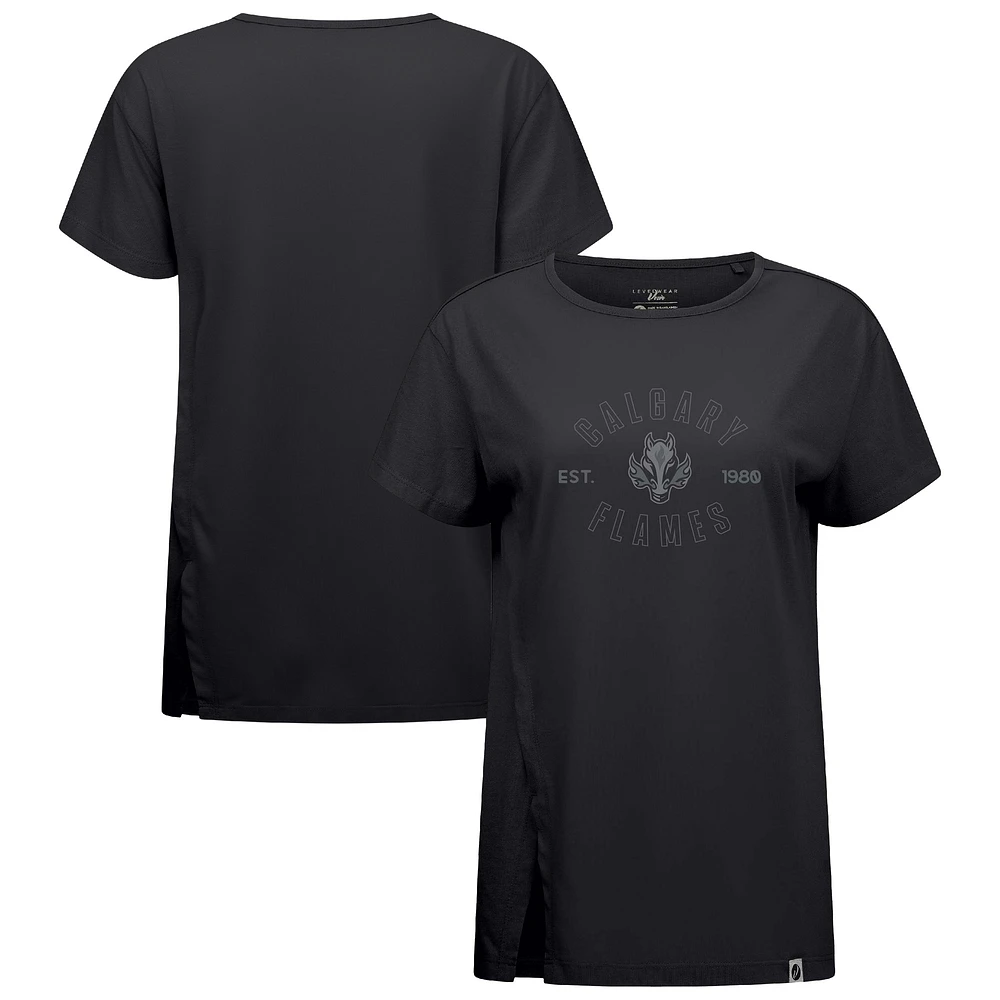Women's Levelwear Black Calgary Flames Influx Abyssal T-Shirt