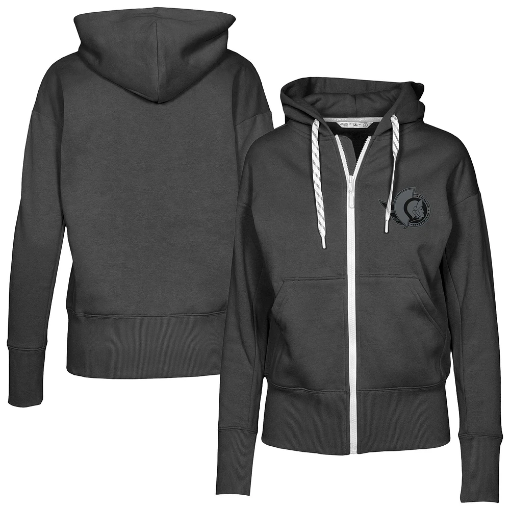 Women's Levelwear Black Ottawa Senators Gardinia Nightfall Full-Zip Hoodie Jacket