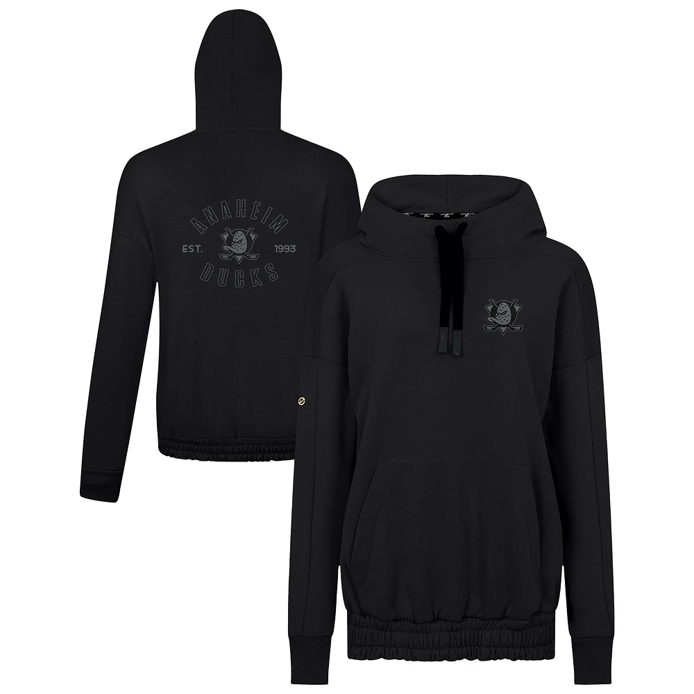Women's Levelwear Black Anaheim Ducks Waterfall Nightfall Pullover Hoodie
