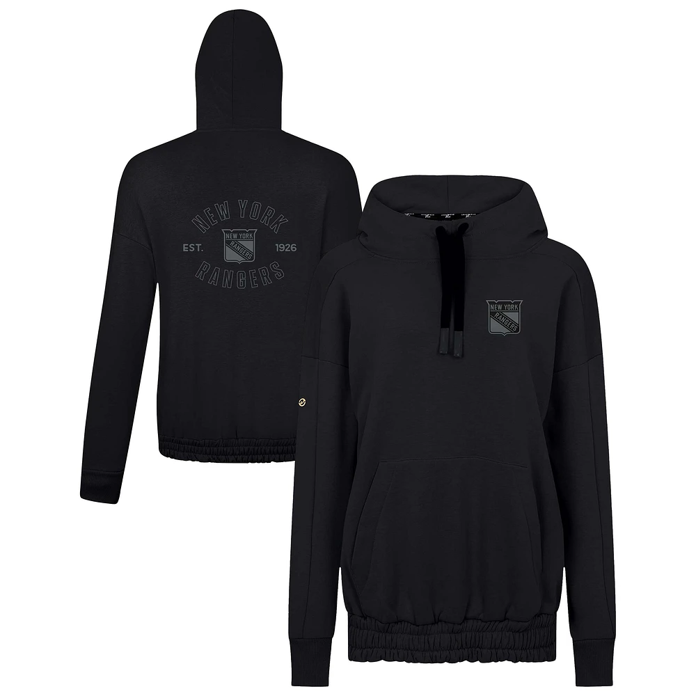 Women's Levelwear Black New York Rangers Waterfall Nightfall Pullover Hoodie