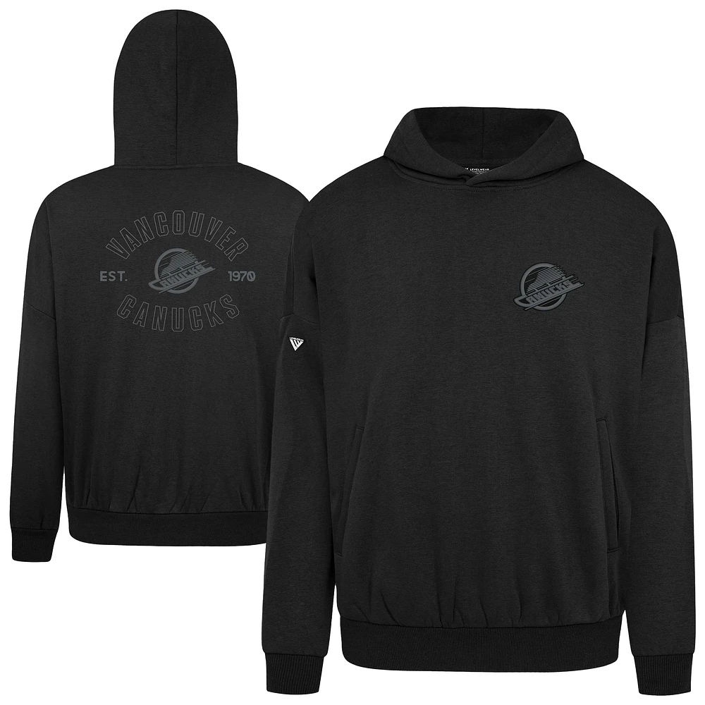 Men's Levelwear Black Vancouver Canucks Contact Nightfall Pullover Hoodie