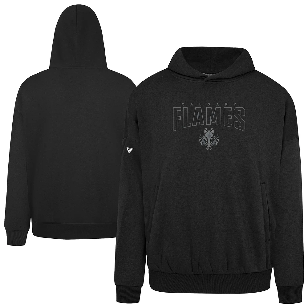 Men's Levelwear Black Calgary Flames Contact Darkmoon Pullover Hoodie