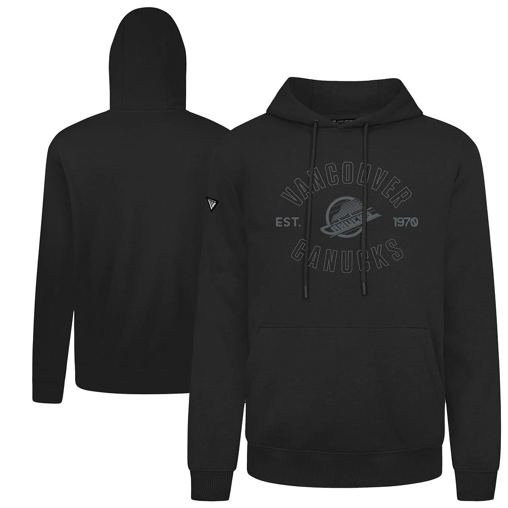 Men's Levelwear Black Vancouver Canucks Podium Abyssal Pullover Hoodie
