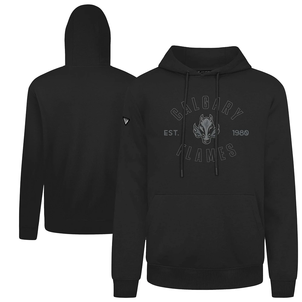 Men's Levelwear Black Calgary Flames Podium Abyssal Pullover Hoodie