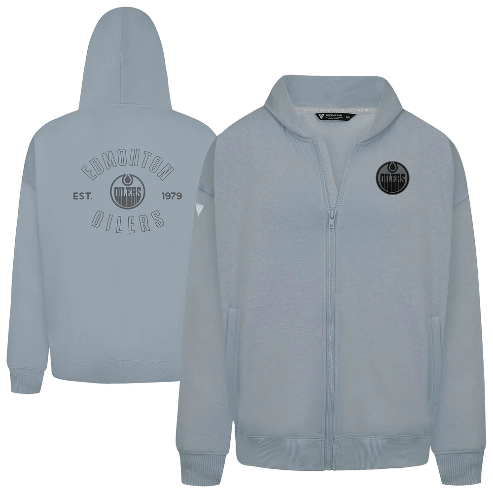 Men's Levelwear Gray Edmonton Oilers Uphill Abyssal Full-Zip Hoodie