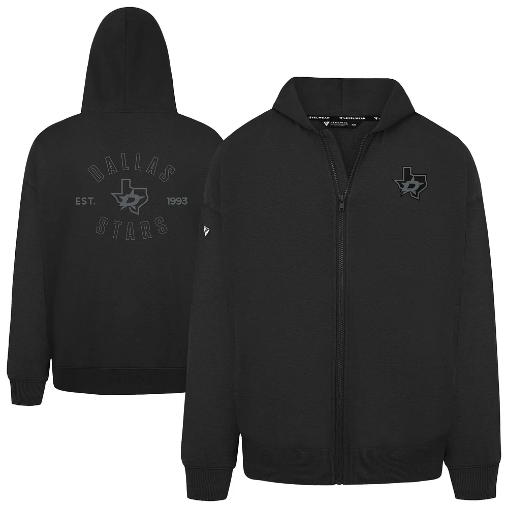 Men's Levelwear Black Dallas Stars Uphill Abyssal Full-Zip Hoodie