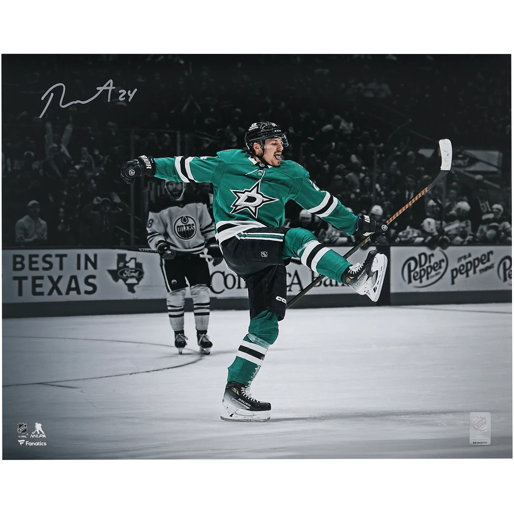 Roope Hintz Dallas Stars Autographed 16" x 20" Green Jersey Celebration Photograph