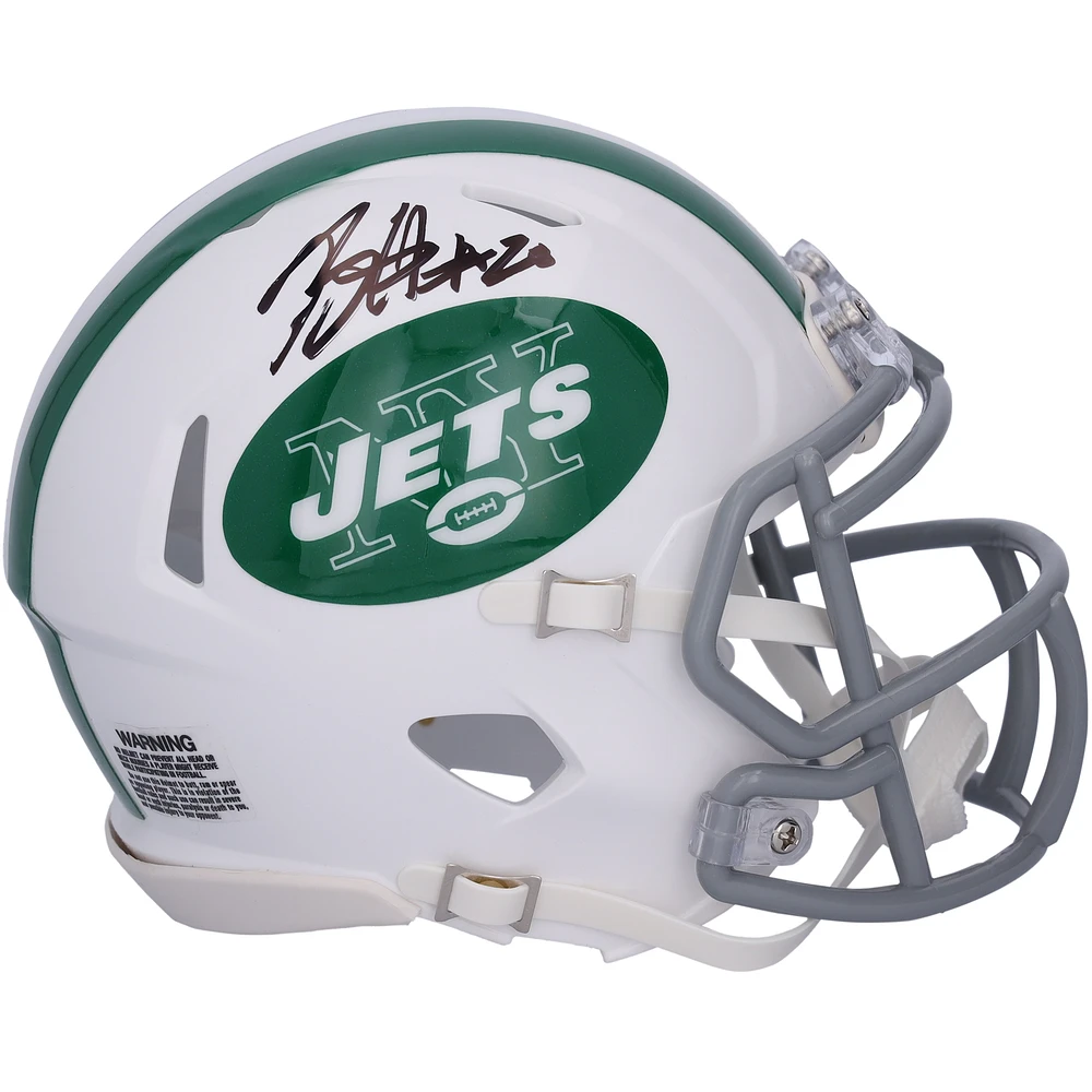 Breece Hall New York Jets Autographed Riddell 2024 White Classic Alternate Speed Mini Helmet