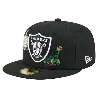 Men's New Era Black Las Vegas Raiders State Stitch 59FIFTY Fitted Hat
