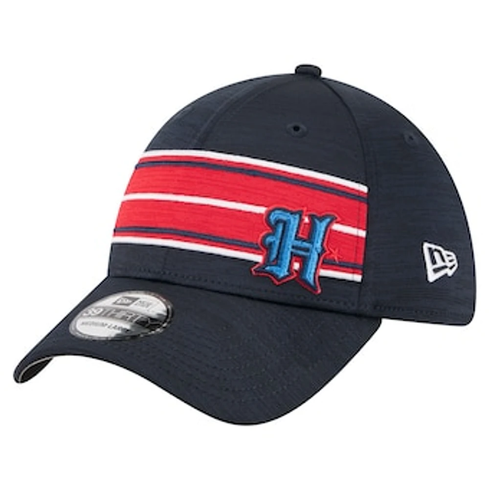 Men's New Era Navy Houston Texans Stripes 39THIRTY Flex Hat