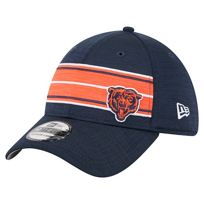 Men's New Era Navy Chicago Bears Stripes 39THIRTY Flex Hat