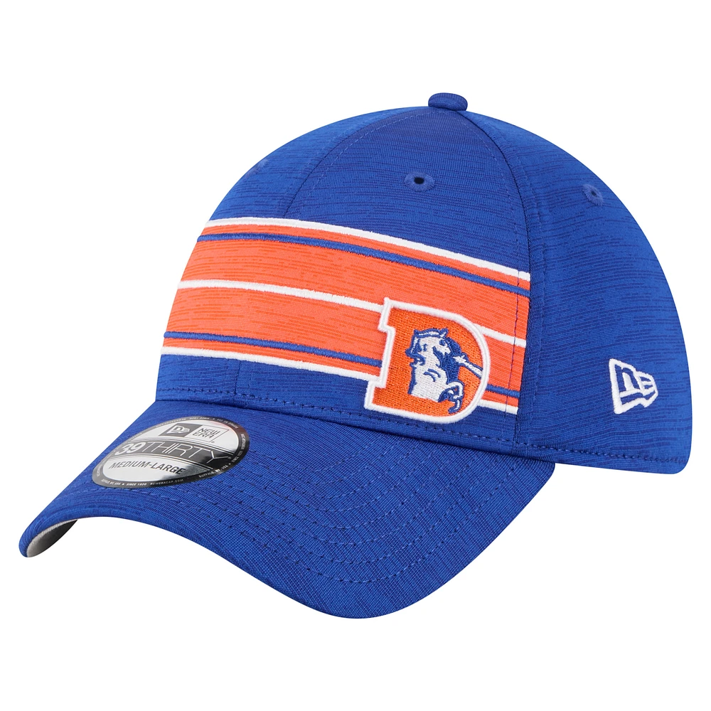 Men's New Era Royal Denver Broncos Stripes 39THIRTY Flex Hat