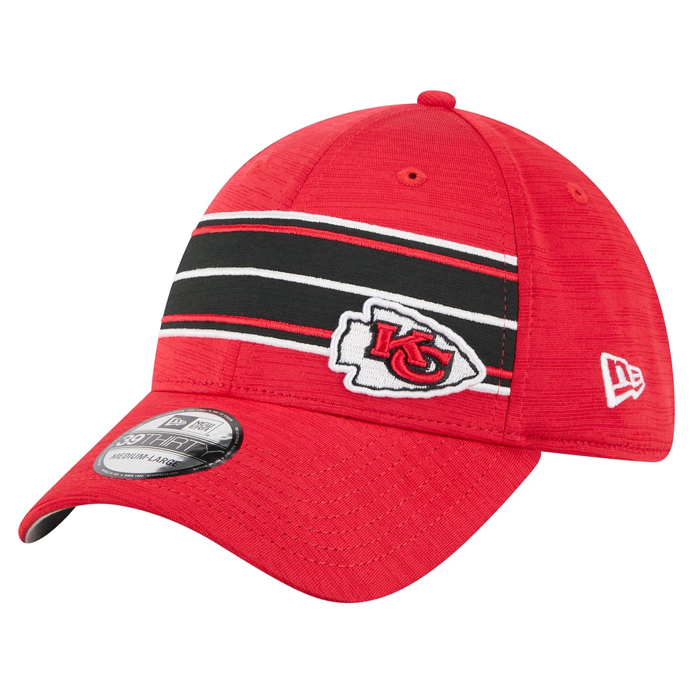 Men's New Era Red Kansas City Chiefs Stripes 39THIRTY Flex Hat