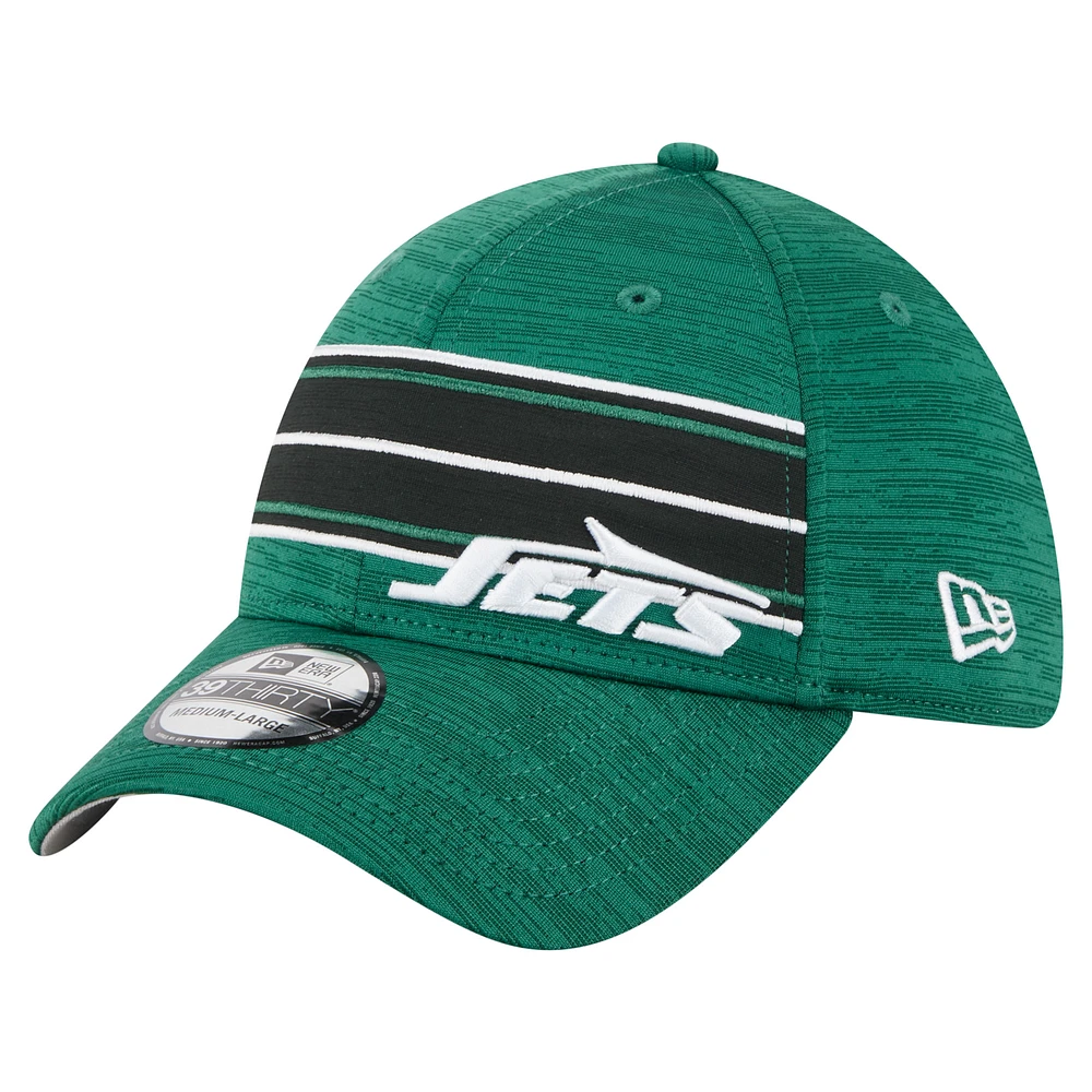 Men's New Era Green York Jets Stripes 39THIRTY Flex Hat