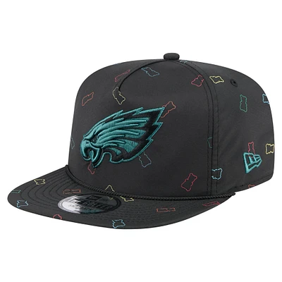 Men's New Era Black Philadelphia Eagles Gummy Golfer Snapback Hat