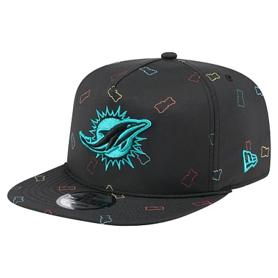 Men's New Era Black Miami Dolphins Gummy Golfer Snapback Hat