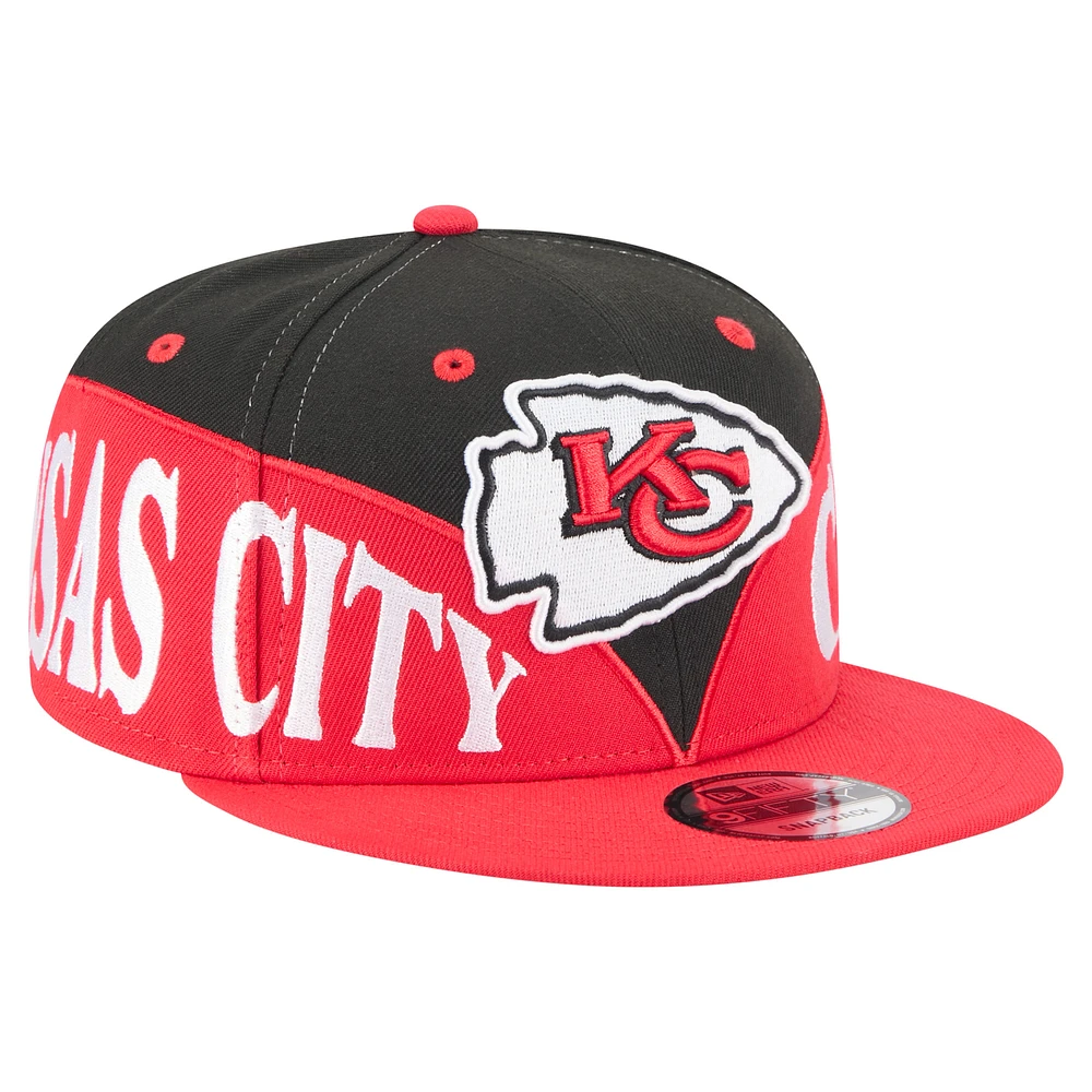 Men's New Era Black/Red Kansas City Chiefs Split 9FIFTY Snapback Hat