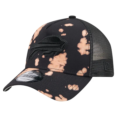 Men's New Era Black Buffalo Bills Bleached 9FORTY A-Frame Adjustable Hat
